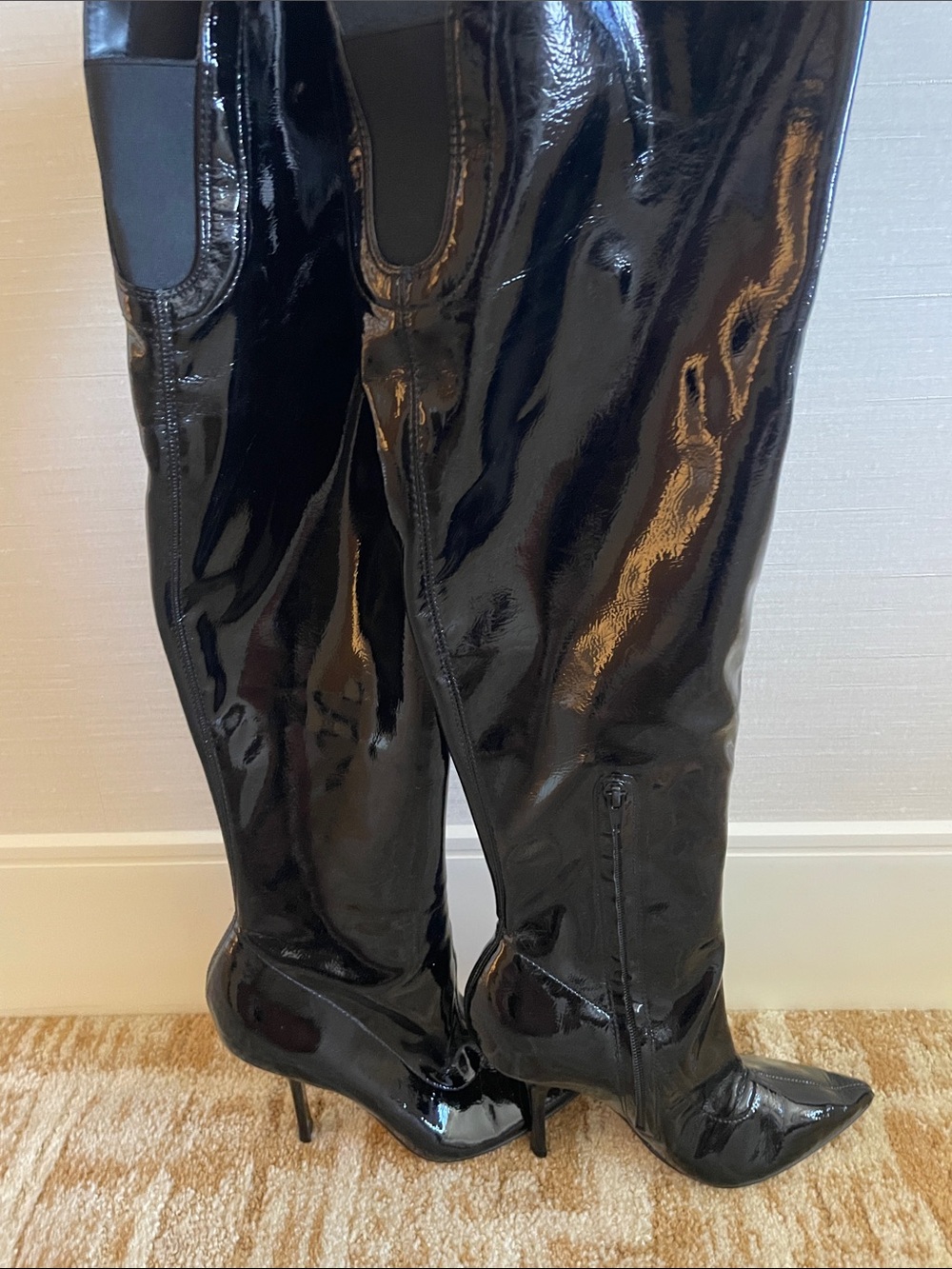 Mix No. 6 Black Patent Over-the-Knee Stiletto Boots size 8